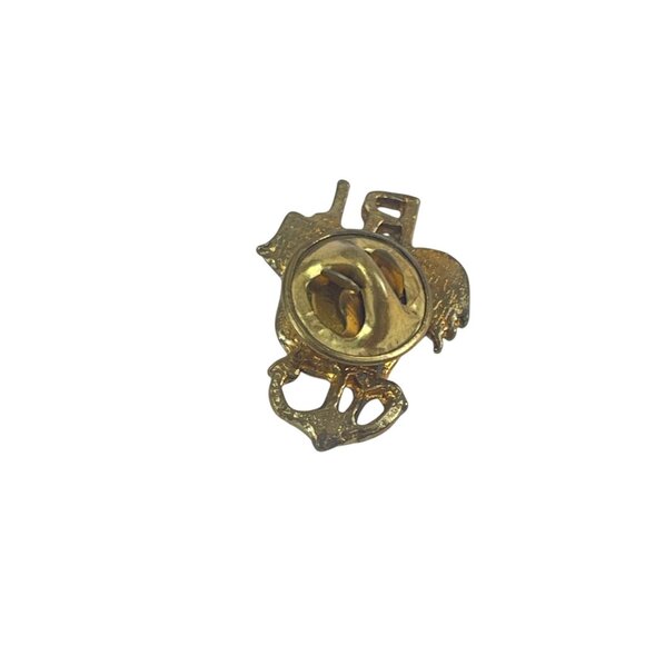 Vintage Red & Gold Enamel Rhode Islan Rooster Lapel Pin Badge Secure Clutch Back - Picture 5 of 9